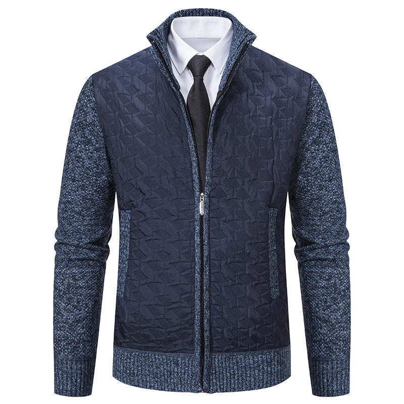 Harrison quilted cardigan in navy, alternate front view