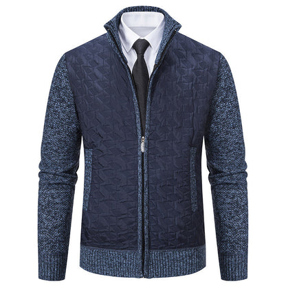 Harrison quilted cardigan in navy, alternate front view