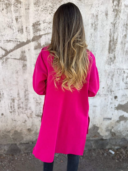 Isla hooded cardigan pink back view full length