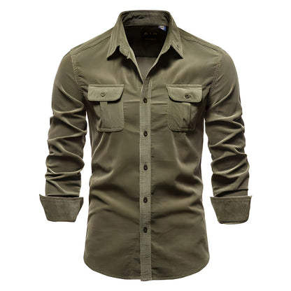 Jasper men's utility shirt in olive green, front view