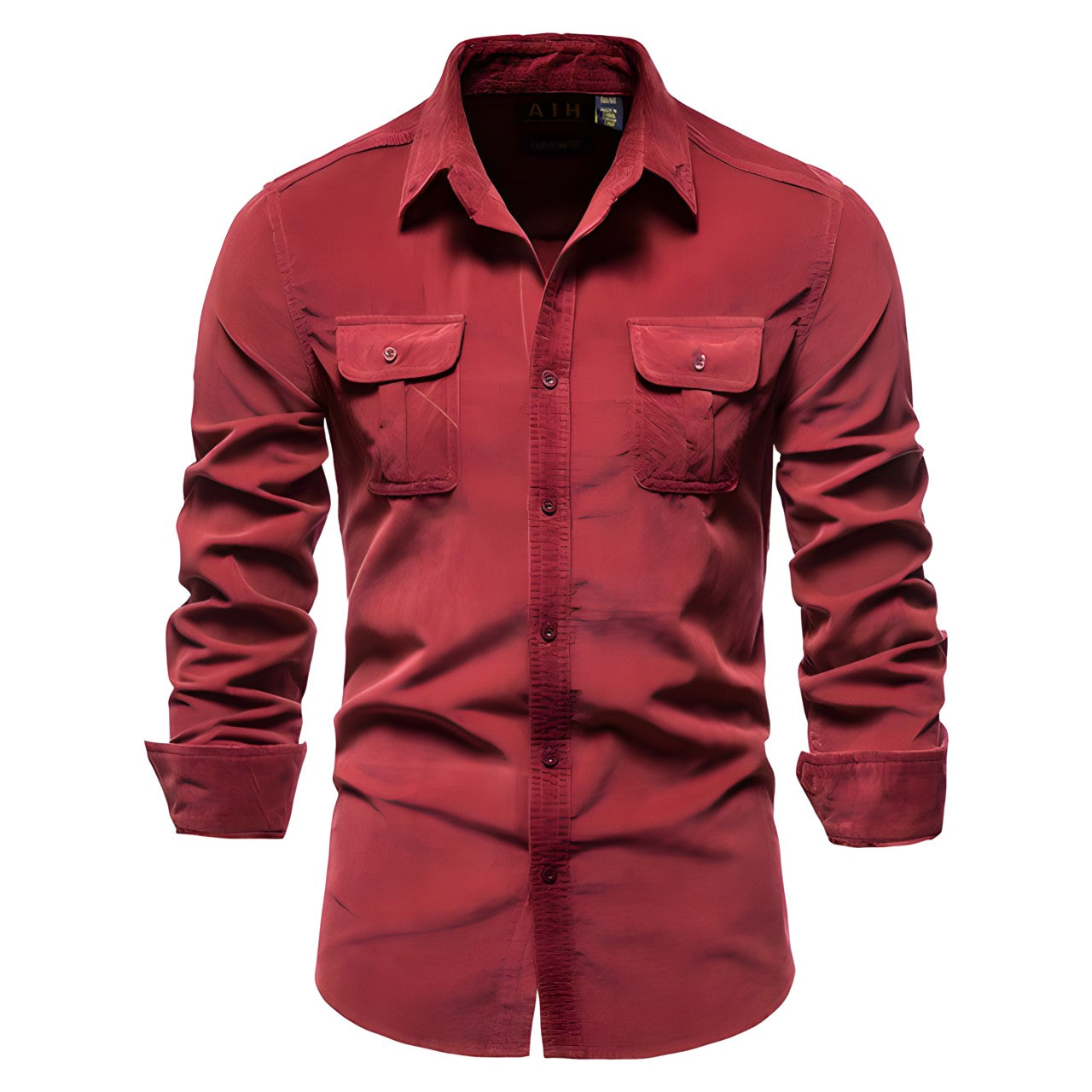 Jasper men's utility shirt in red, front view