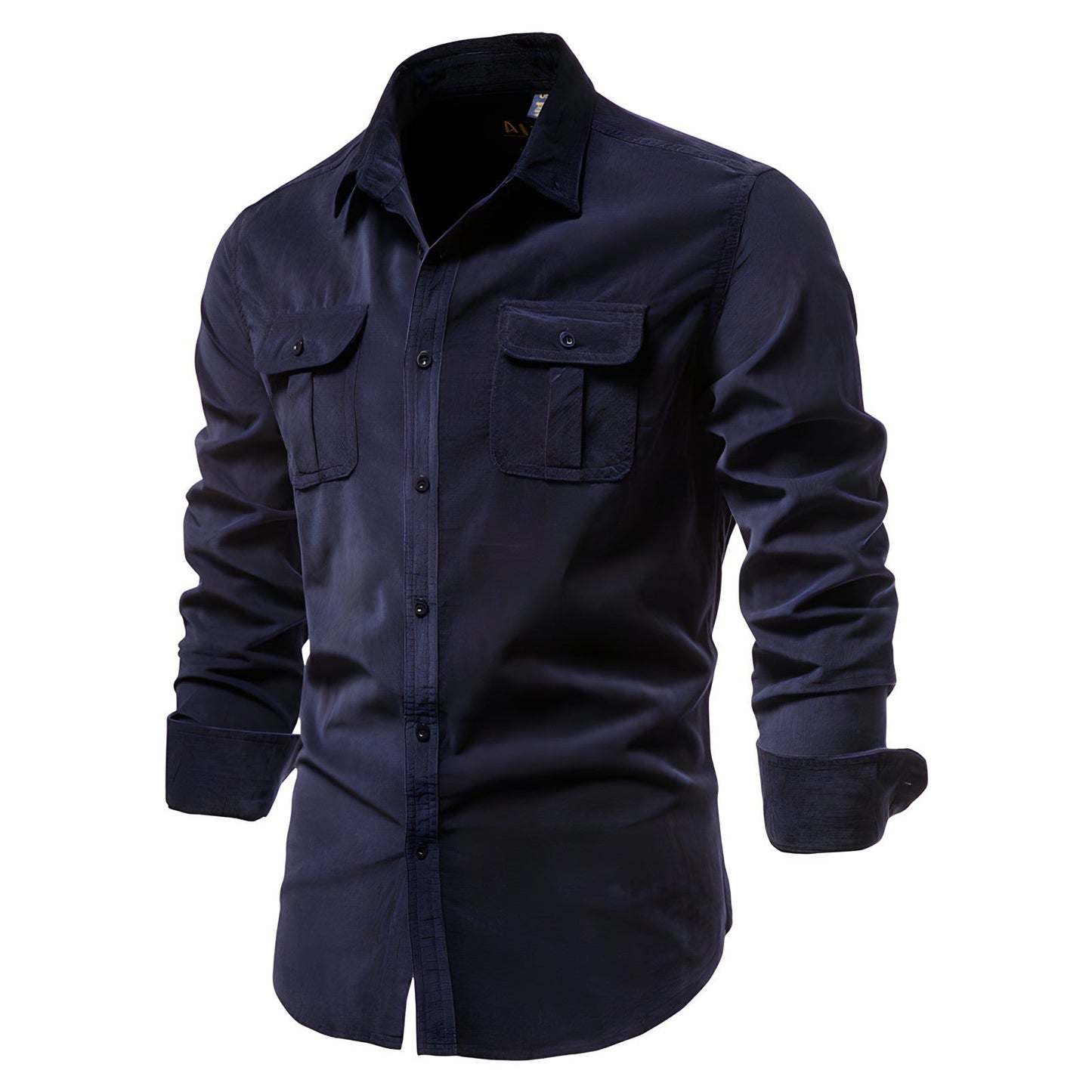 Jasper men's utility shirt in navy, angled front view