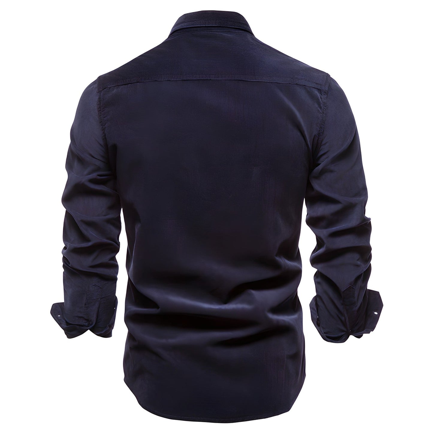 Jasper men's utility shirt in navy, back view