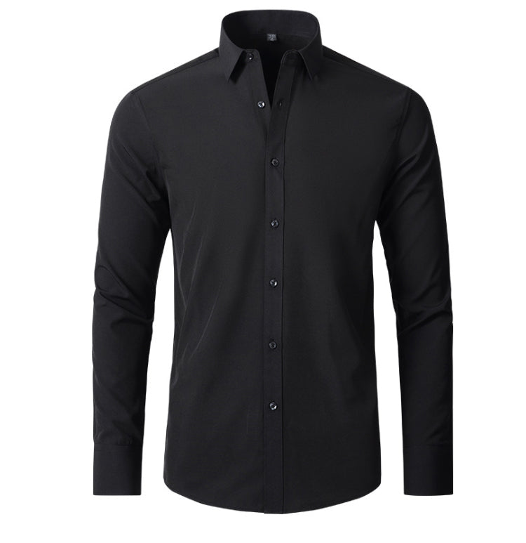Julian stretch dress shirt in black, front view