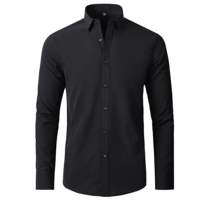 Julian stretch dress shirt in black, front view
