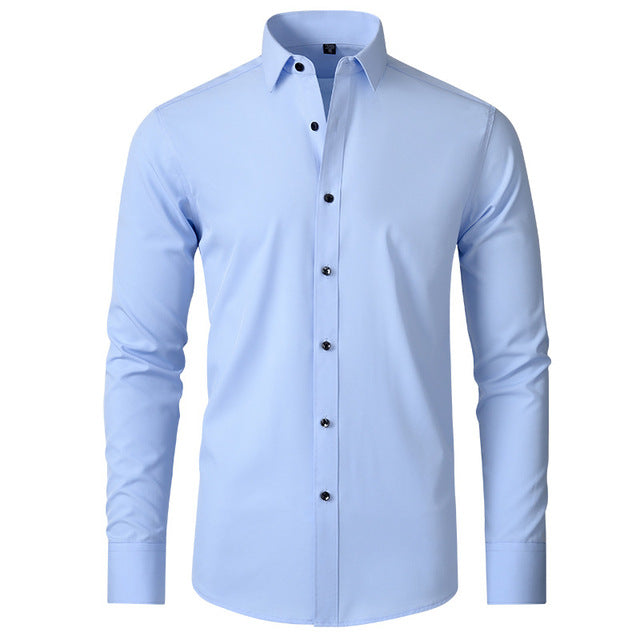 Julian stretch dress shirt in light blue, front view