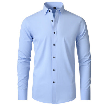 Julian stretch dress shirt in light blue, front view