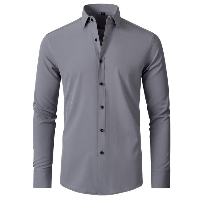 Julian stretch dress shirt in grey, front view