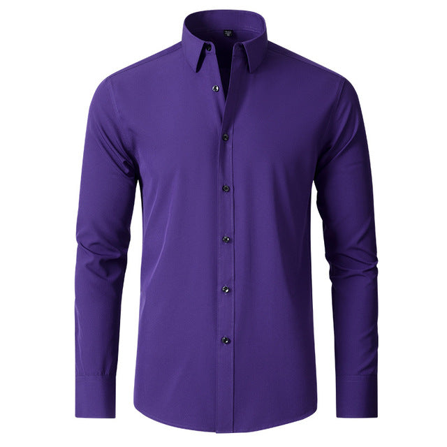 Julian stretch dress shirt in purple, front view