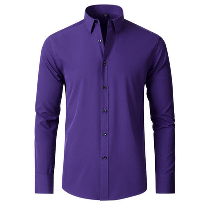 Julian stretch dress shirt in purple, front view