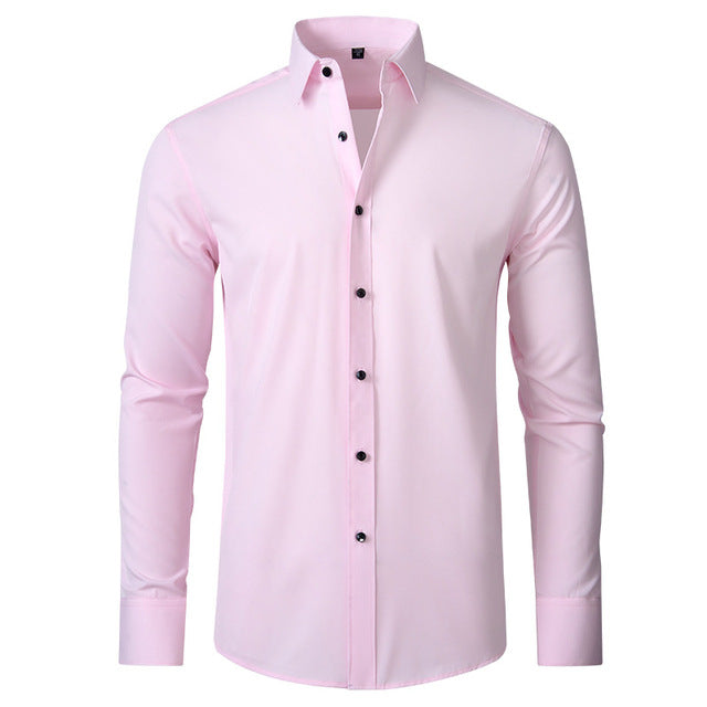 Julian stretch dress shirt in light pink, front view
