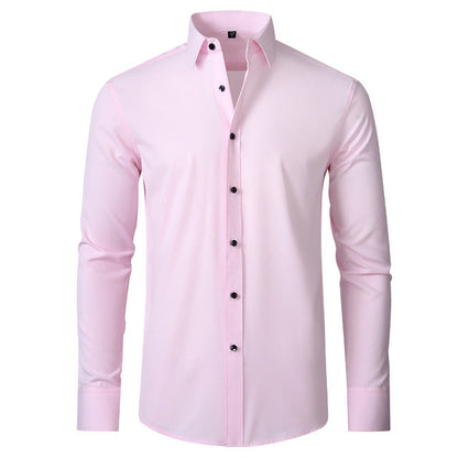 Julian stretch dress shirt in light pink, front view