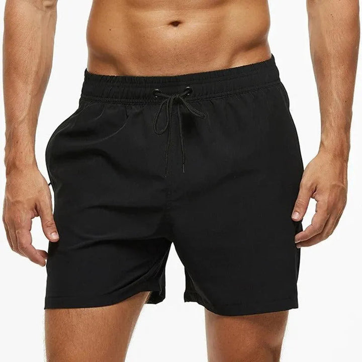 Kai black swim shorts, front view