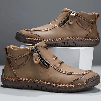 Percy orthopedic ankle boots in khaki, side profile view
