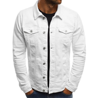 Roland white trucker denim jacket, front view