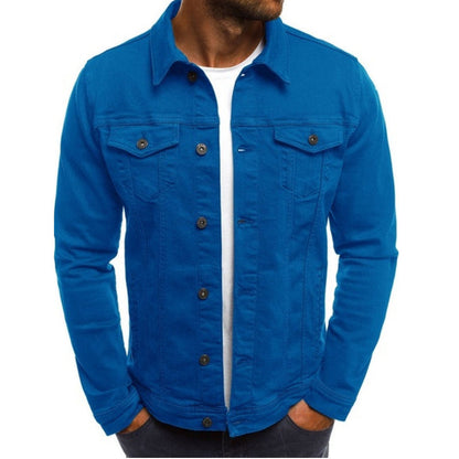 Roland blue trucker denim jacket, front view