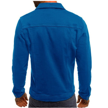 Roland blue trucker denim jacket, back view