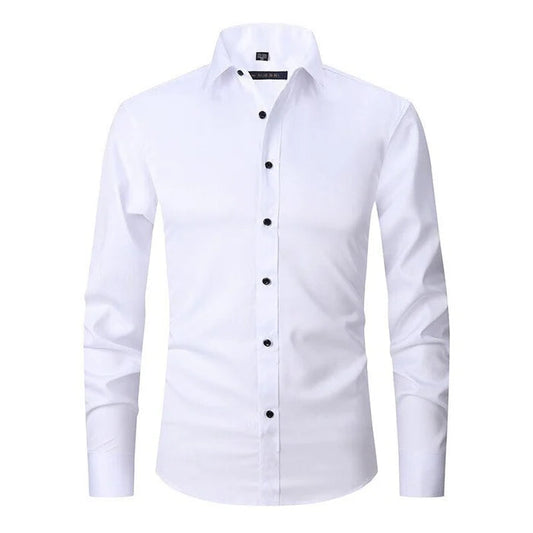 Sebastian wrinkle-free stretch shirt in white, front view
