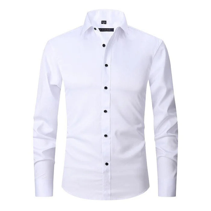 Sebastian wrinkle-free stretch shirt in white, front view