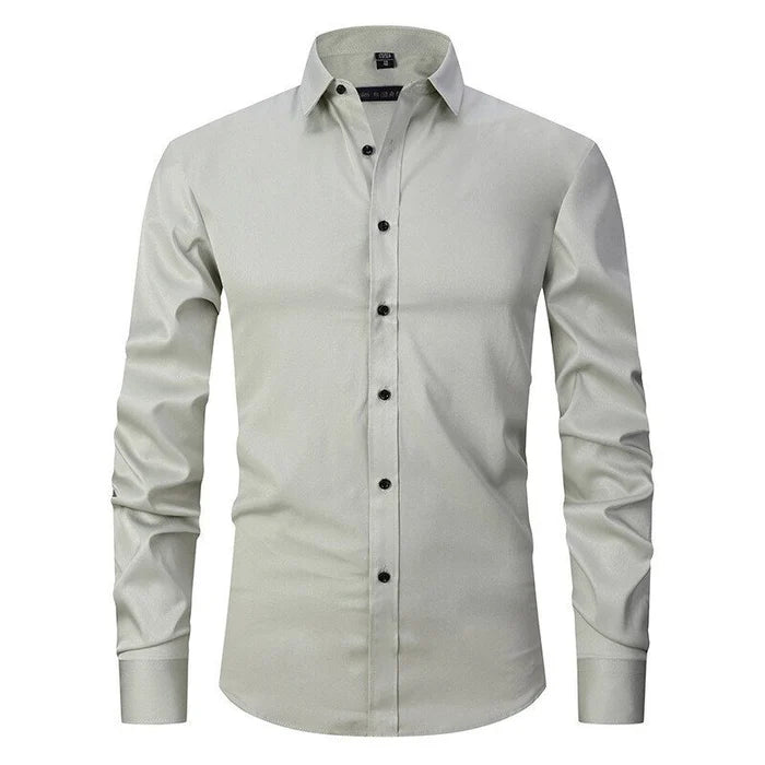 Sebastian wrinkle-free stretch shirt in cream, front view