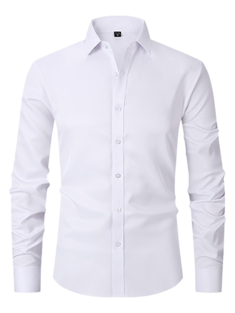 Sebastian wrinkle-free stretch shirt in white, front view