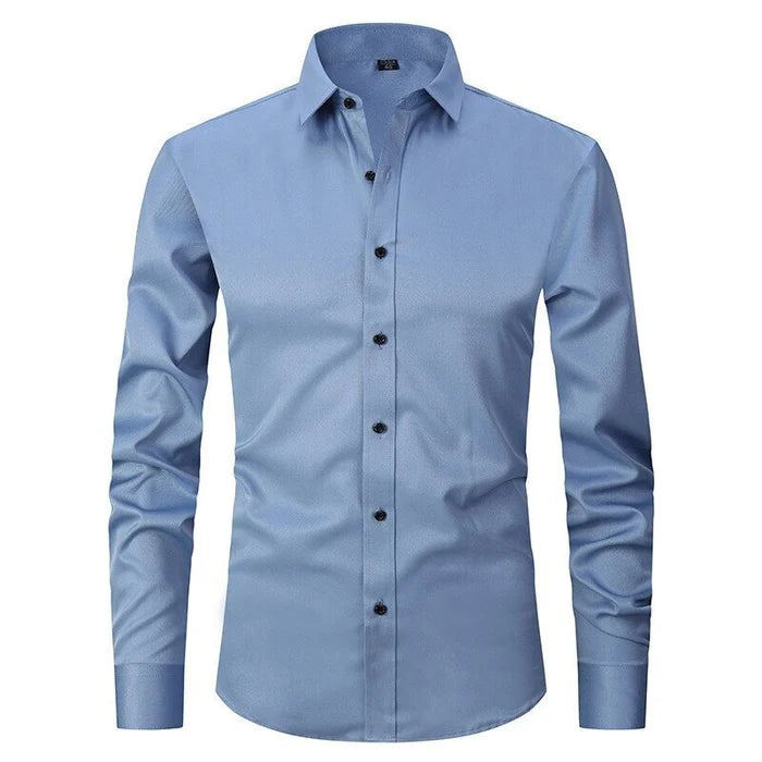 Sebastian wrinkle-free stretch shirt in light blue, front view