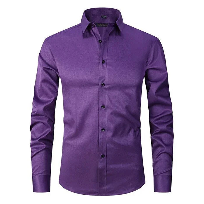 Sebastian wrinkle-free stretch shirt in purple, front view