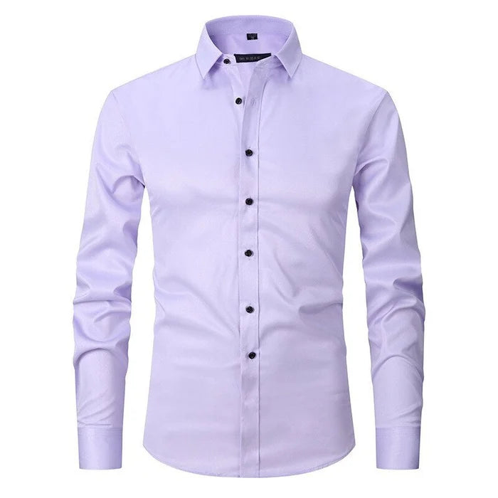 Sebastian wrinkle-free stretch shirt in lilac, front view